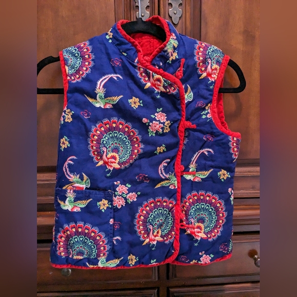 🎊 Unique reversable vintage, Chinawear quilted vest 🎊 - Picture 1 of 6